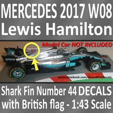 F1 Car Collection Mercedes 2017 W08 Lewis Hamilton British GP 44 Shark Fin decal