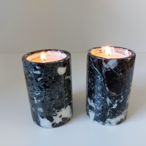 Black marble cylinder - marble, tea