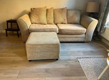 3 Seater Sofa, Pillow Backed With Ottoman