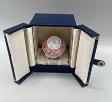 Halcyon Days   Enamel Box  with Clock  & presentation Box - Sweet Pee decoration