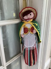 Vintage Carrier Bag Holder Lady With Straw Hat