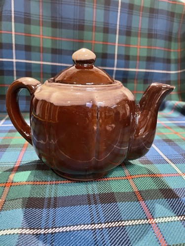 Vintage drip glaze teapot dark - drip,