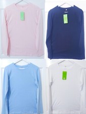 WOMENS'S LONG SLEEVE PLAIN T-SHIRT LADIES ROUND NECK TOPS 100% COTTON