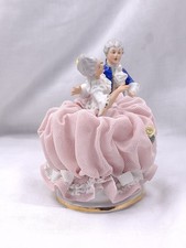 Vtg Dresden Lace Figutine Courting Dancing Figurine 