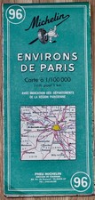 Vintage Michelin Map 96 Environs De Paris 1960's