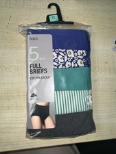 M&S Marks & Spencer 5 Pack Women's Full Brief Knickers Cotton Lycra UK Size 26,
