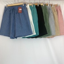 Womens Cotton Linen Look Knee Length Shorts Plain Ladies Lounge Beach Bottoms