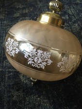  Very unusual beautiful antique hanging light fixture: pale peach, pale salmon