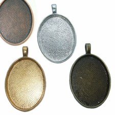OVAL SILVER BRONZE GOLD COPPER CAMEO CABOCHON PENDANT SETTING TRAY 30x22mm  C29