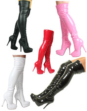 Ladies Black Red Over The Knee