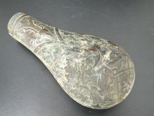 Antique copper powder flask - powder,