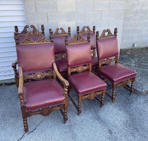 Set carved oak dining - set, of