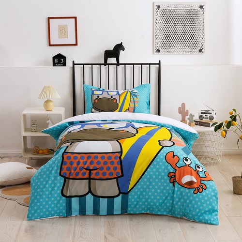 Hippo skateboard kids quilt - 3d,