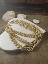 1980’S/90’S Monet Gold-Plated Triple Etched CHAIN Necklace Vintage Jewellery