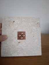 Unique Pair Rhys Coker Limestone And Hand Beaten Copper Hanging Wall Art Tiles
