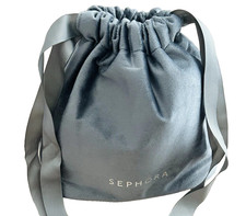 Sephora Bag Velour Grey Drawstring Cosmetics Drawstring Pouch/Makeup Bag