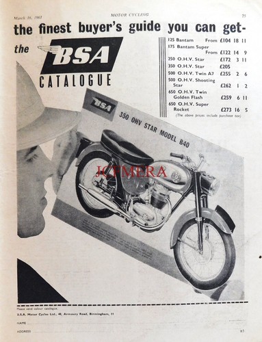 Bsa 350 star model - model, b40'