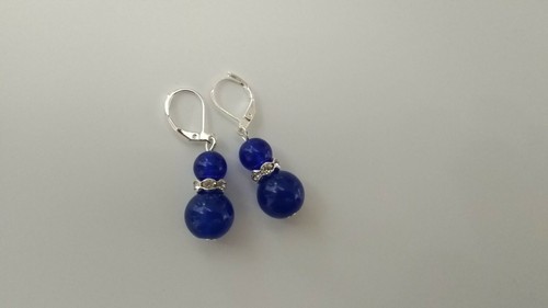 Blue jade leverback - jade, earrings