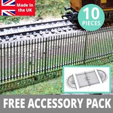 OO Gauge security fence steel style x10 Model Railway Railings 00 gauge fencing