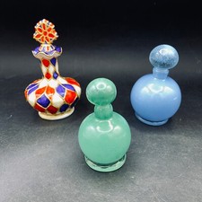 Perfume Bottle Trio - Glass & Hand Painted Ceramic Potion Liquid Flask Bottles