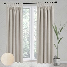 Thermal Insulated bedroom Linen Look Blackout Curtains Tab Top 56x87" drop 1pair