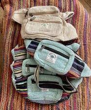 6 X Job Lot Himalayan Hemp Bumbags , Boho, Festival, Hippy, Money Belt, Holiday 