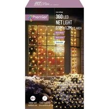 Premier 360 LED Christmas Multi-Action Curtain Net Lights 3.5m x 1.2m WARM WHITE