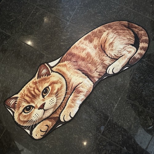 Laying ginger cat mat rug - ginger,