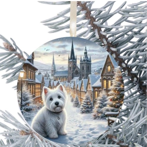 Westie dog hanging bauble gift - dog,