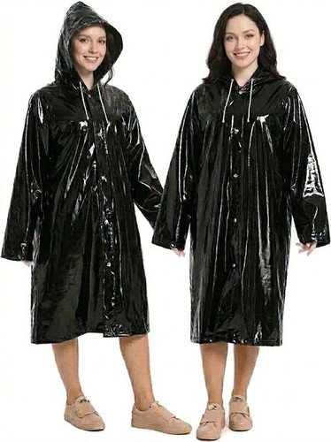 Black pvc raincoat - raincoat, hooded