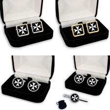 KNIGHTS OF MALTA MALTESE CROSS MASONIC MEN’S CUFFLINKS ENGRAVING