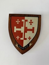 Vintage Wooden Lichfield Staffordshire Plaque Shield Crest