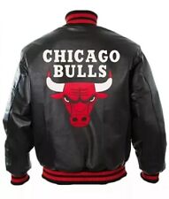Men Varsity Biker Jacket Chicago Bulls Letterman Retro Biker Real Leather Jacket