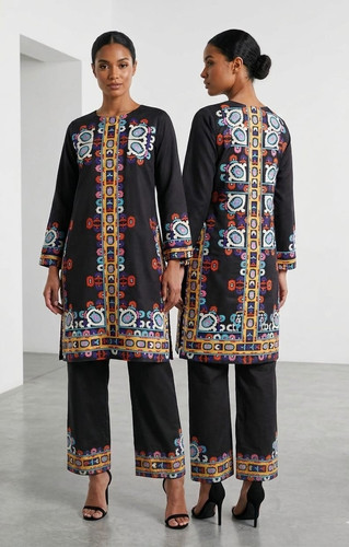 Black printed ord set - co-ord, loose