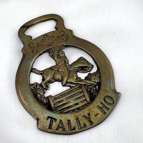 Brass horse medallion antique - horse,