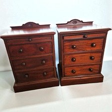 VICTORIAN FLAMED MAHOGANY BEDSIDE TABLES NIGHTSTAND DRAWERS RARE 