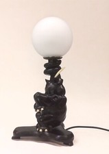Ebony Elephant Table Lamp 1930s Circus Elephant Lamp Black Milk Glass Shade