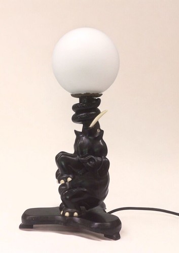 Ebony elephant table lamp - elephant,