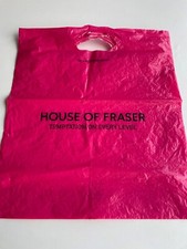 HOUSE OF FRASER PINK PLASTIC CARRIER BAG SIZE APPROX 45 X 39CM