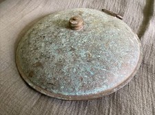 VINTAGE ANTIQUE OVAL METAL FOOT WARMER BED SLEIGH HOT WATER BOTTLE Copper Brass