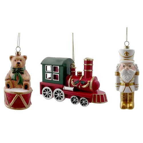 Christmas baubles train bear - christmas,