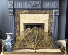 Antique Extending Brass Fireside Fireplace Fender Decorative Fire Surround Kerb