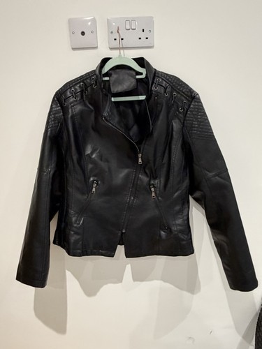 Ladies faux leather biker - ladies,