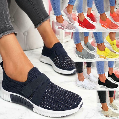 Diamante flat trainers womens - diamante,