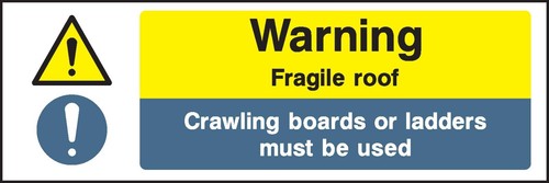 Warning fragile roof - warning,