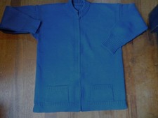  Le Tricoteur Guernsey  Jumper  Zipped Cardigan 42 bust Mid blue  traditional