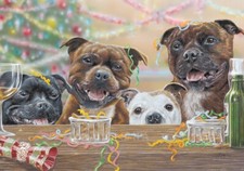 Staffordshire Bull Terrier 'Staff Christmas Party' Christmas cards 10 pack C721x