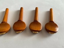 BOXWOOD VIOLIN PEGS WITH BRASS INLAY, 4 PIECES, SWISS STYLE, 4/4 SIZE, FROM UK!