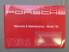 NOS 1985 Porsche 928 S Warranty & Maintenance Manual Supplement Insert