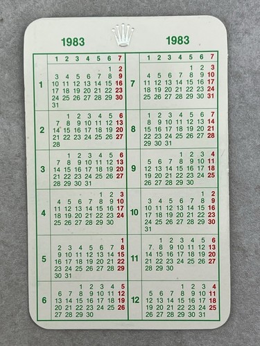 Rolex calendar 1983 - rolex,